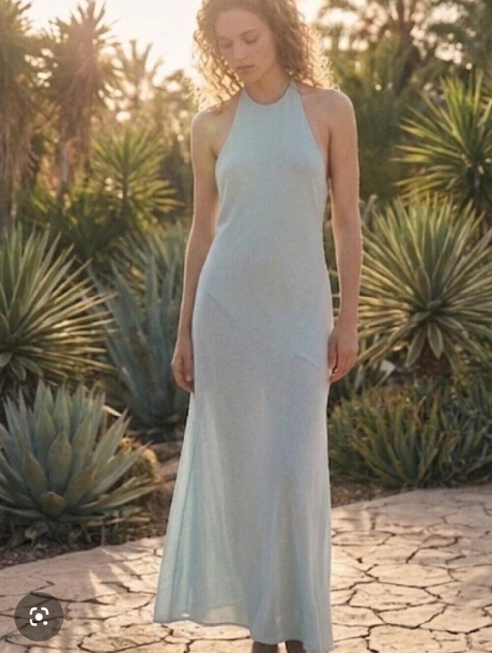 Zara Pale Blue Halter Maxi Dress